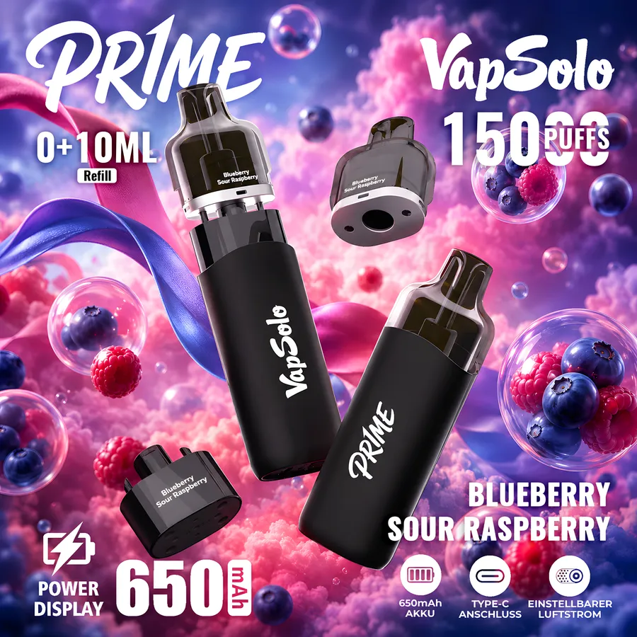 vapsoloprime Pr1me 15K Pod – Blaubeere-Saure Himbeere